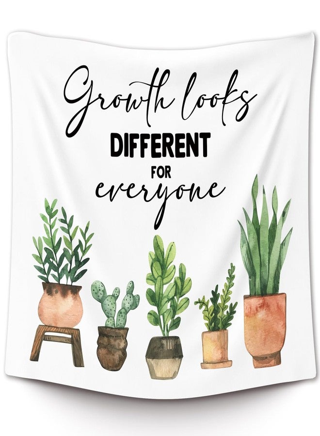 IIDEA 60x50 Inch Growth Looks Different for Everyone Mental Health Tapestry,Inspirational Botanical Wall Hanging,Fabric Plant Wall Decor for Bedroom Classroom Therapy Office Reading Corner - Image 1